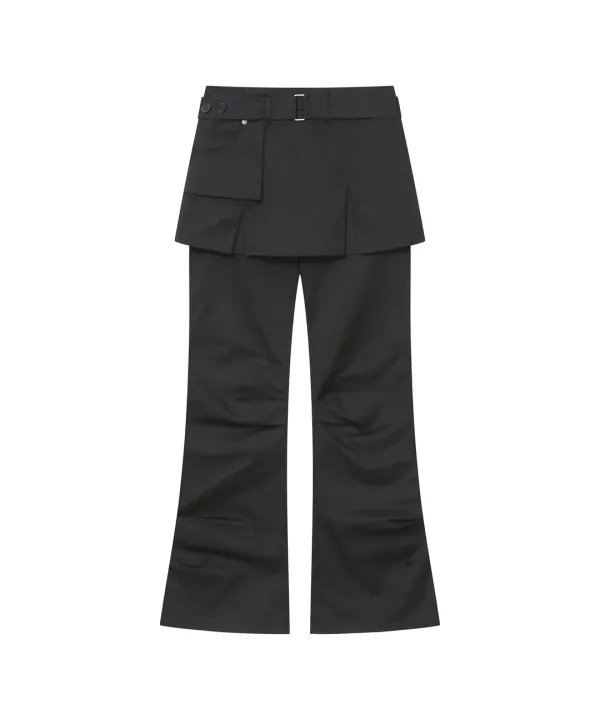 [레이 PICK] One pocket layered skirt pants SET BLACK
