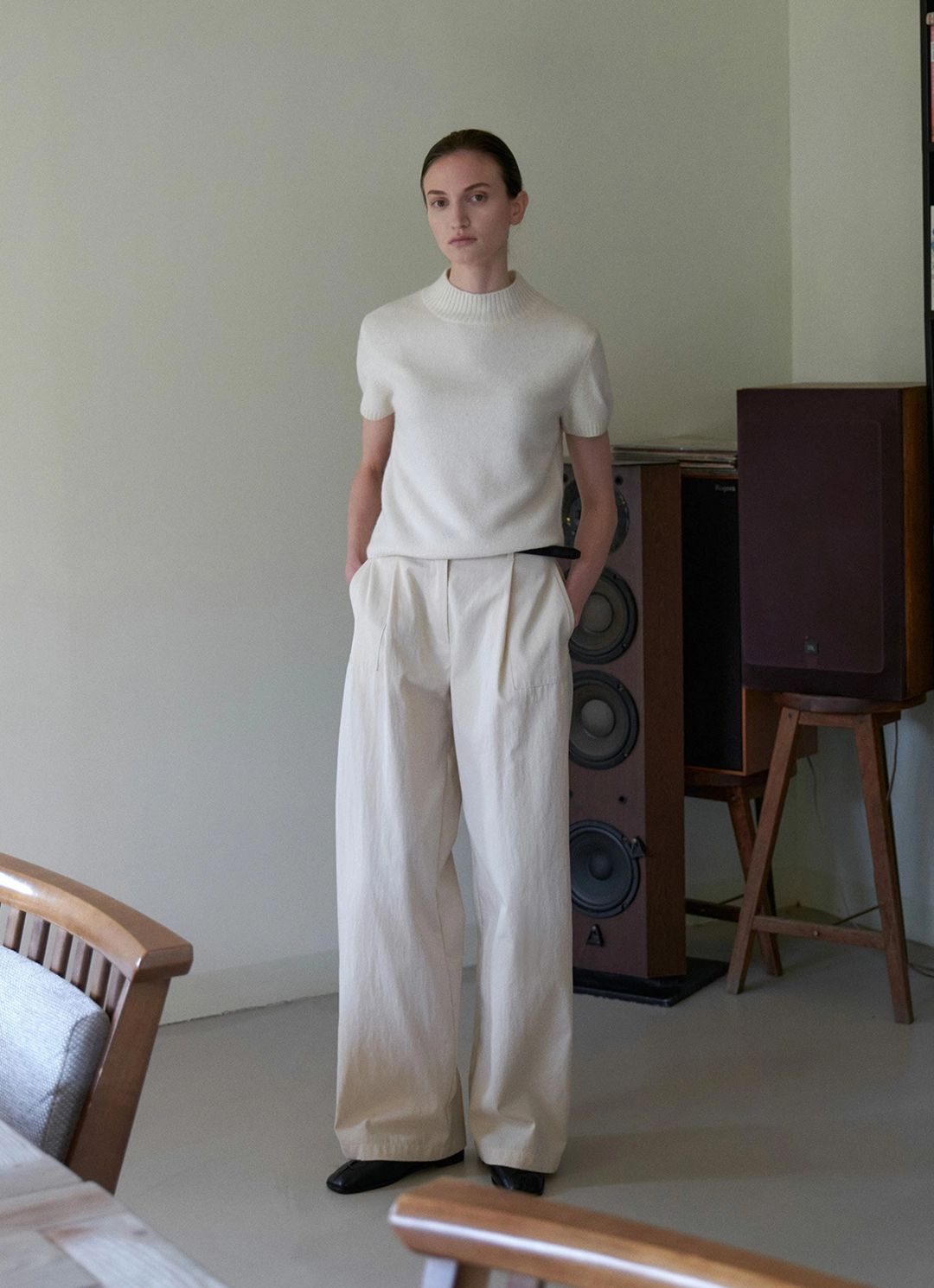 스텝어라운드 [1차] Cotton wide relaxed pants_IVORY 상품 이미지 2