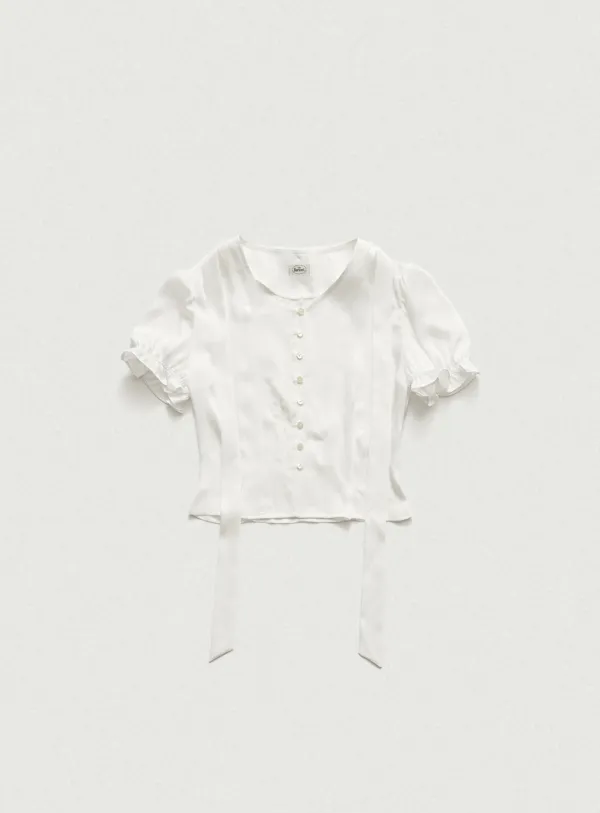 [Last Offer] Jasmine Dream Ribbon Dot Blouse_Ivory