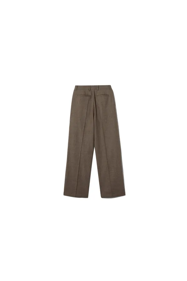 TWO-TUCK WOOL TROUSERS [BROWN]