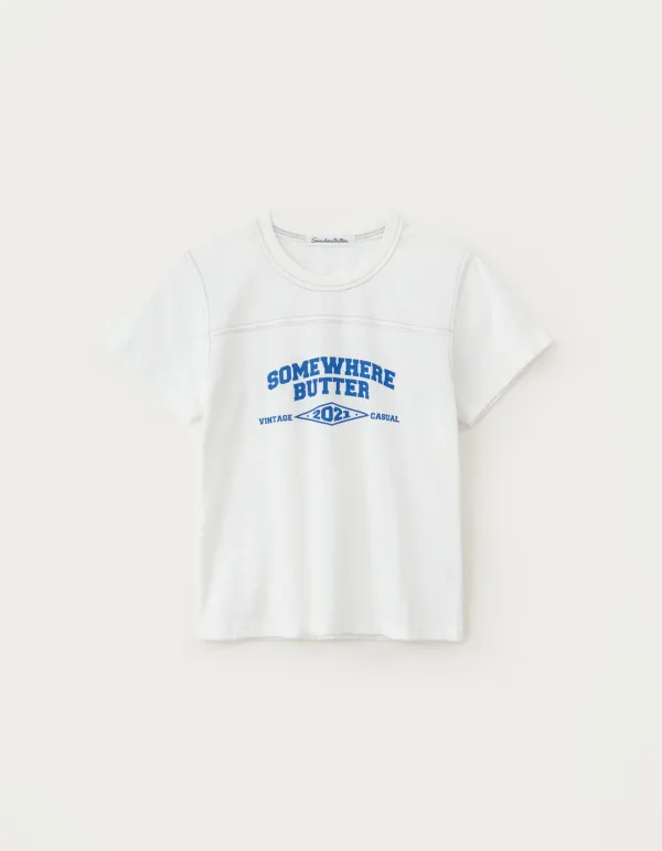 8.7 출고 Stitch Square Logo Top - Ivory