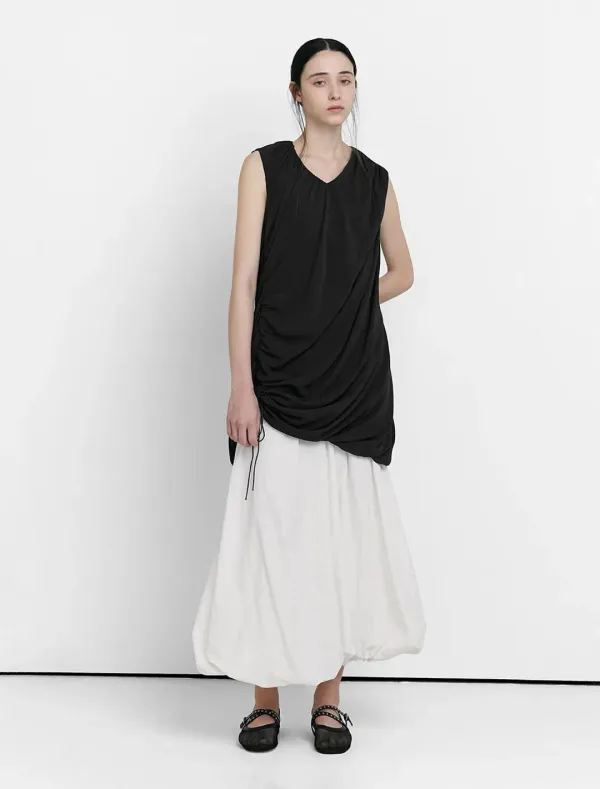 DRAPE SHEER DRESS [BLACK]