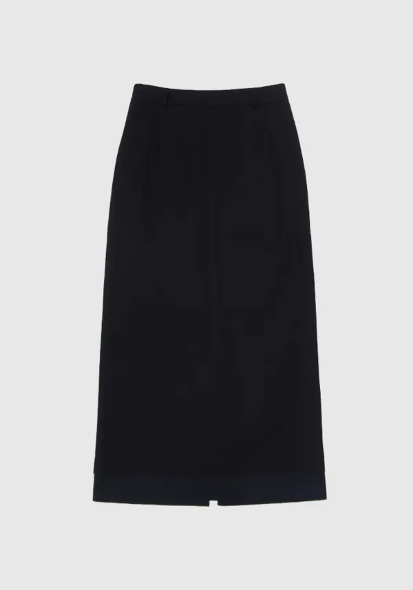 WOOL LAYERED SKIRT_DEEPNAVY