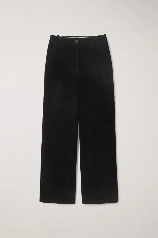 SEMI-WIDE CORDUROY SLACKS BLACK