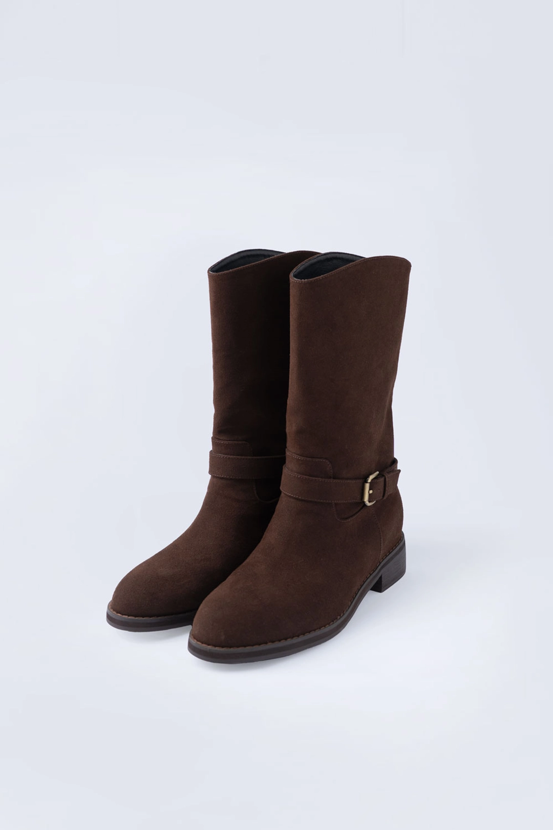위드아웃썸머 Buckle midi boots_suede brown 상품 이미지 3