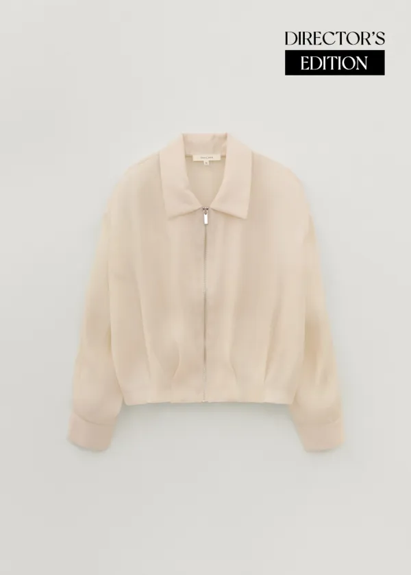 CHIXLABEL H 미스트 시어 집업 블루종 - Soft Pink