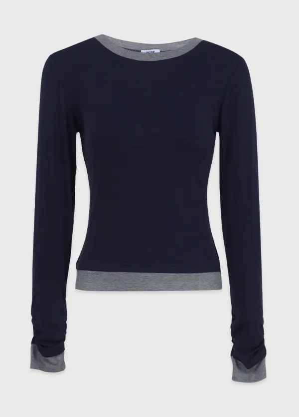  [44-120]  Koa Layered Wool-Tee  코아 레이어드 울 티 (가을-데일리룩-데이트룩-출근룩-오피스룩-레이어드-셔링-넉넉핏-티셔츠-넥레이어드-빅사이즈-자체제작) 