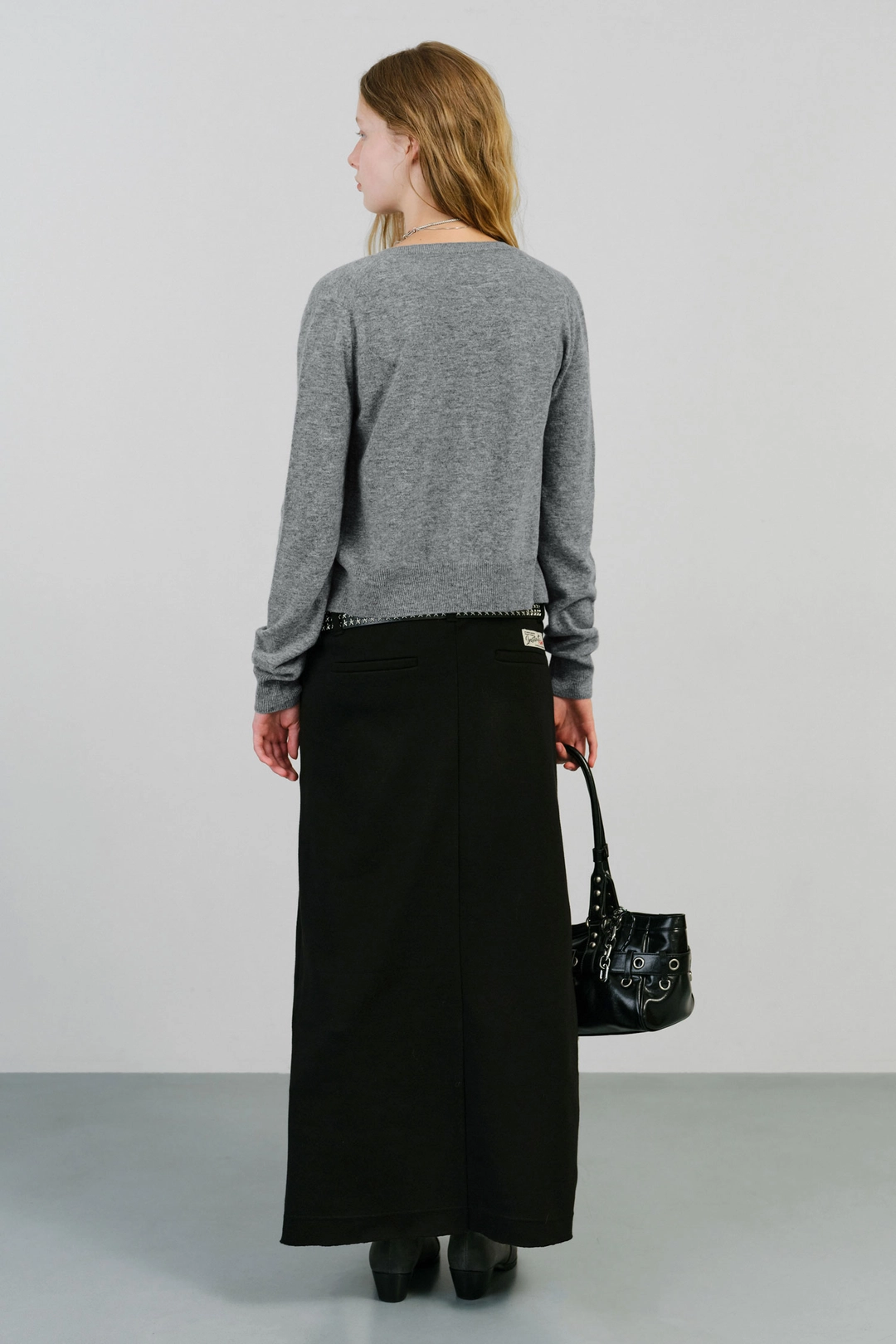 인스턴트펑크 BELT DETAIL JERSEY LONG SKIRT - BLACK 상품 이미지 3