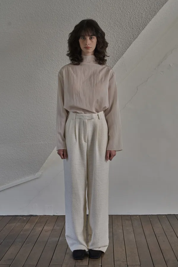 Moss tweed pants_ivory