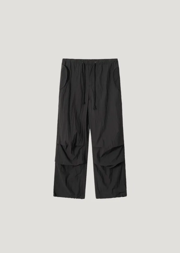 [2nd] Drawstring Wide Cargo Pants_Washed Black