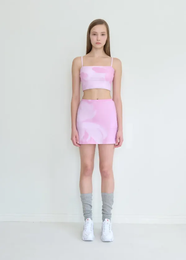 Flower Tube Top Skirt Set_Pink