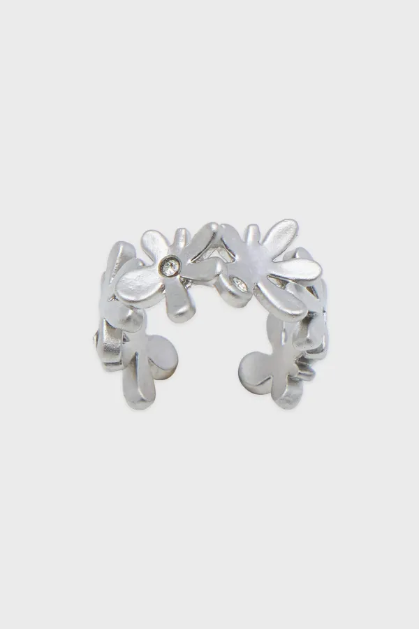 Gathered Flower Midi Ring (Silver)
