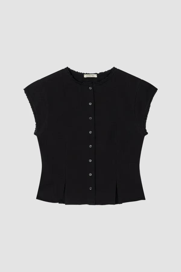 [6/30 PRE-ORDER] LACE PEPLUM COTTON BLOUSE_BLACK