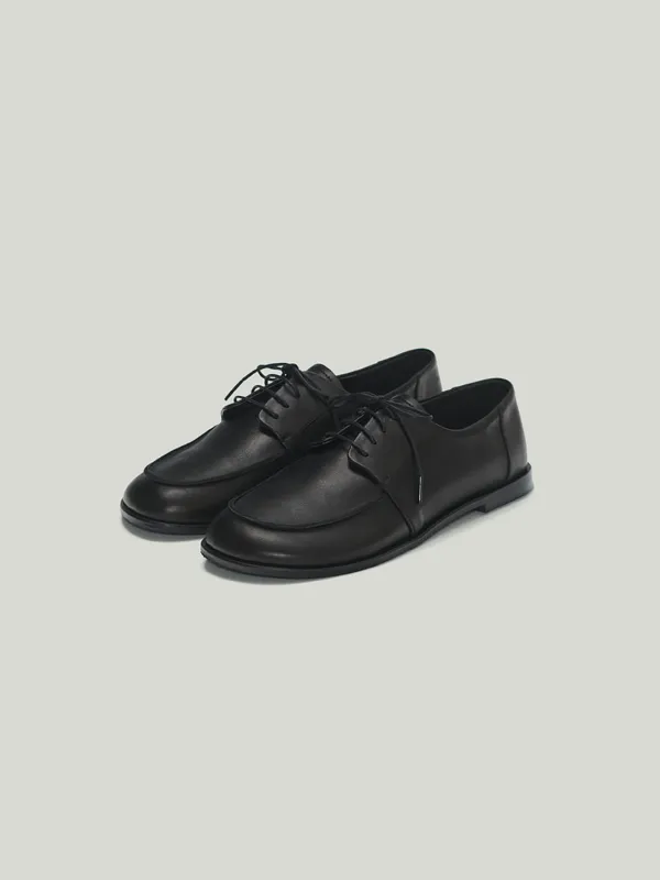 Lace-Up Leather Loafer Black