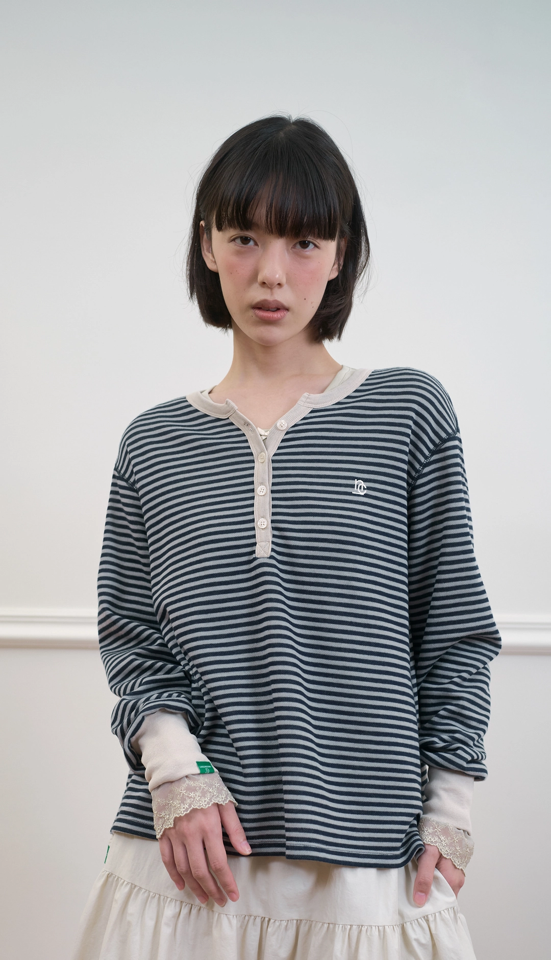 노컨텐츠 256. Tone-down Stripe T _ Ivory 상품 이미지 2
