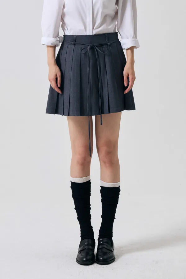 SWAN PLEATS SKIRT PANTS / CHARCOAL