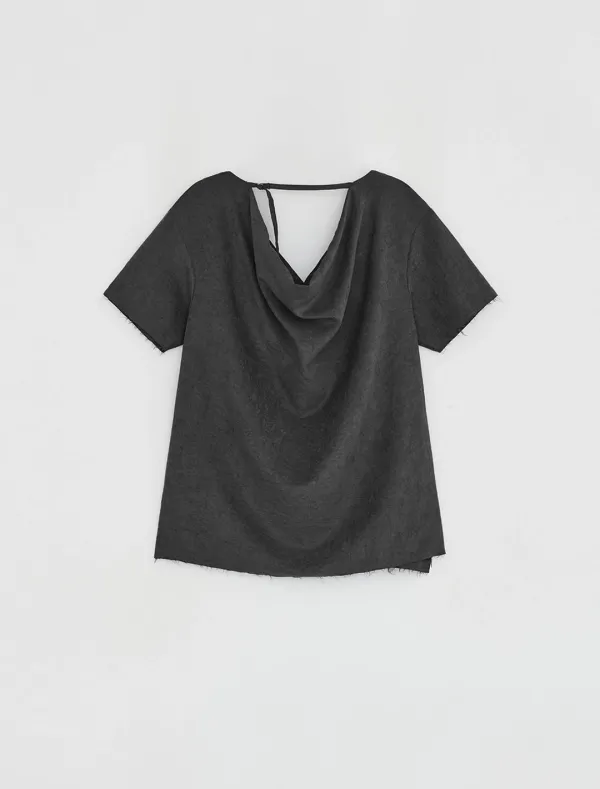 CUPRO DRAPE TOP [CHARCOAL]
