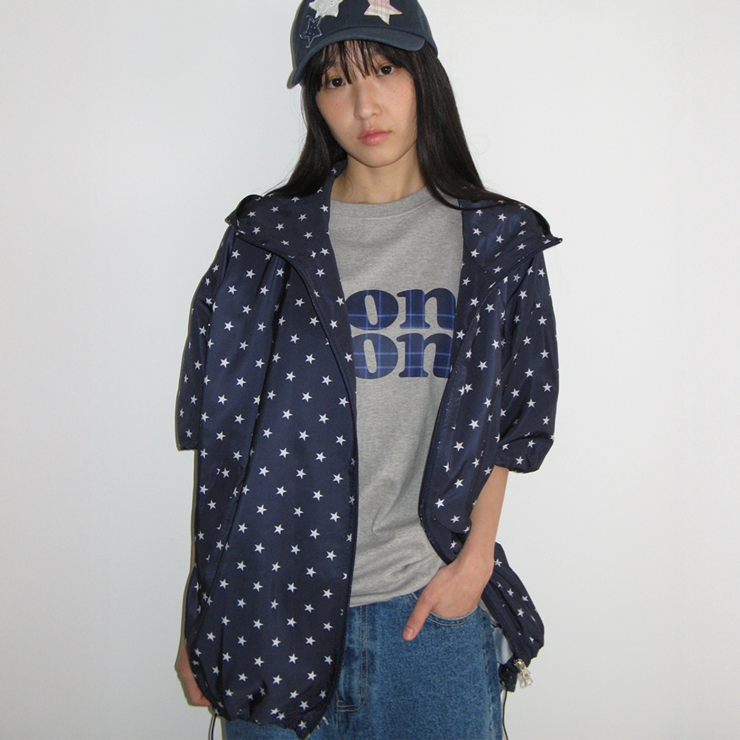 론론 HOODED HALF SLEEVE WINDBREAKER NAVY STAR 상품 이미지 2