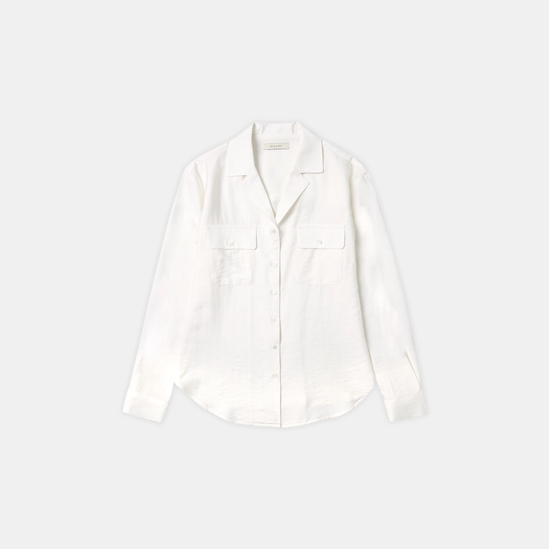시야쥬 SITP5207 오픈 카라 포켓 셔츠_White 상품 이미지 3