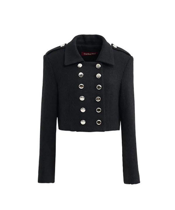Crop epaulet Tweed jacket