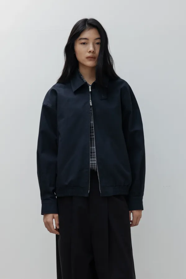 Cotton Bomber Jacket (Navy)