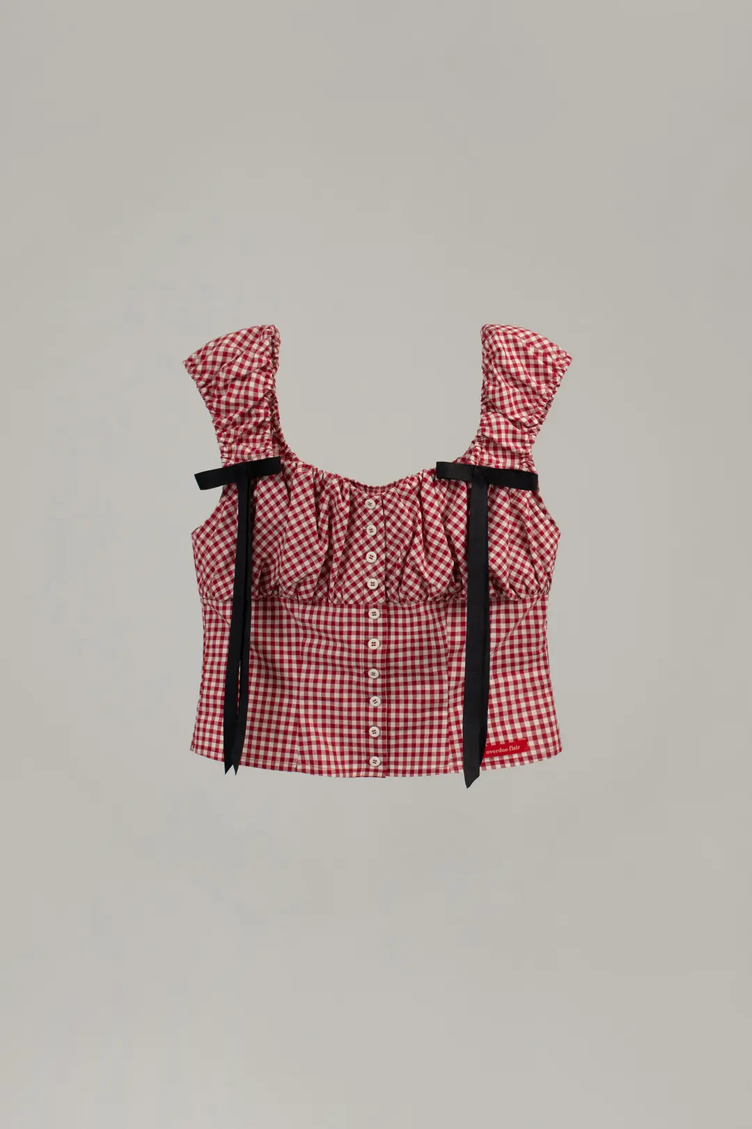 오버듀플레어 RIBBON HEART NECK VOLUME BLOUSE_RED CHECK 상품 이미지 1
