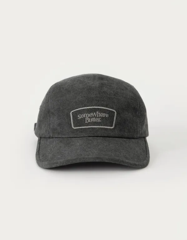 Wave Logo Pigment Camp Cap - Charcoal