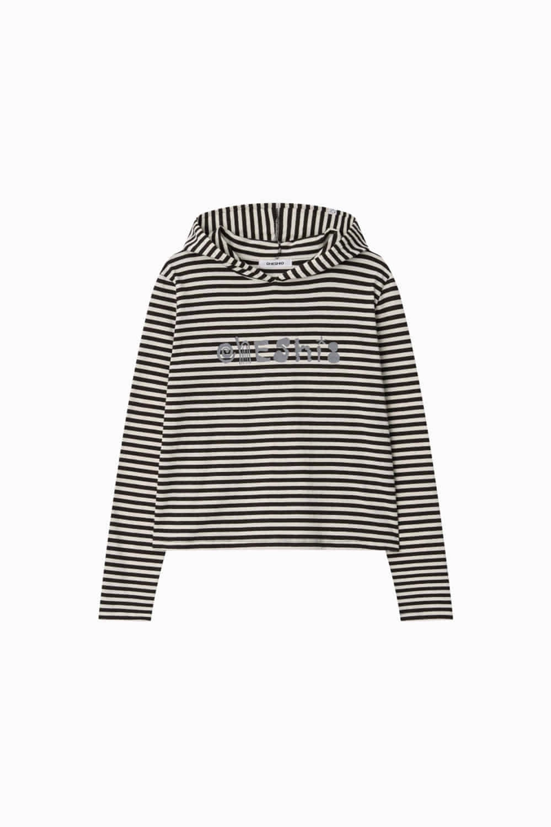 오헤시오 STRIPED HOODED LONG SLEEVE, BROWN 상품 이미지 1