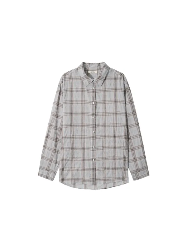 Sheer Check Shirt Sky Blue