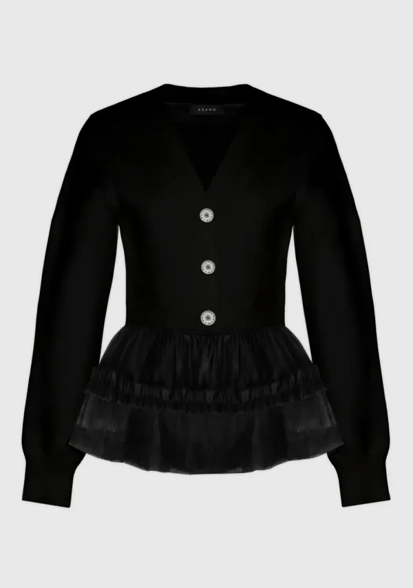 Rocha Crystal Veil Cardigan Black