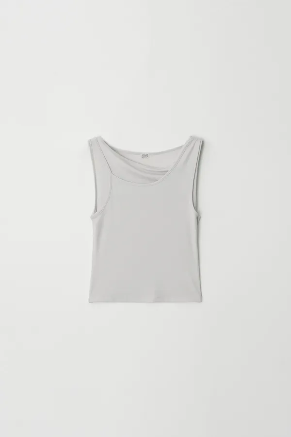 Layered Sleeveless Top (light gray)
