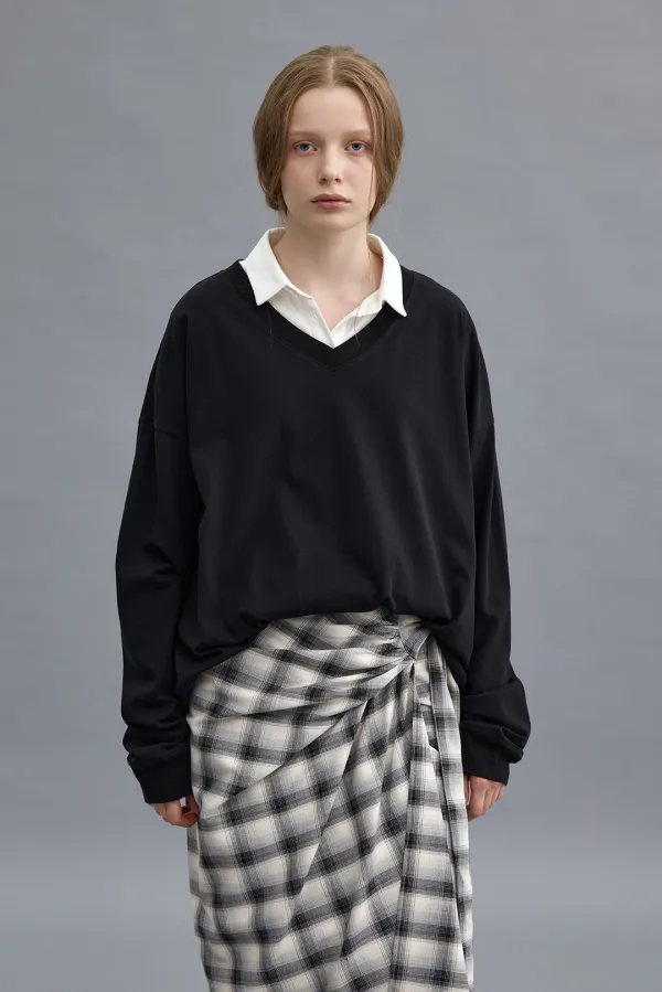 Giana cotton V neck T