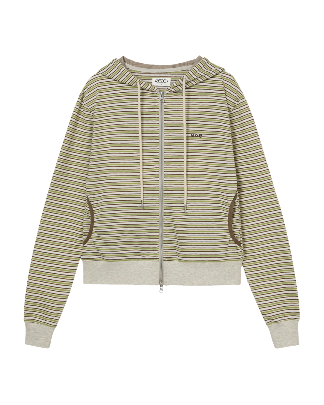 에이이에이이 STRIPE HOODIE ZIP UP [GREEN] 상품 이미지 1