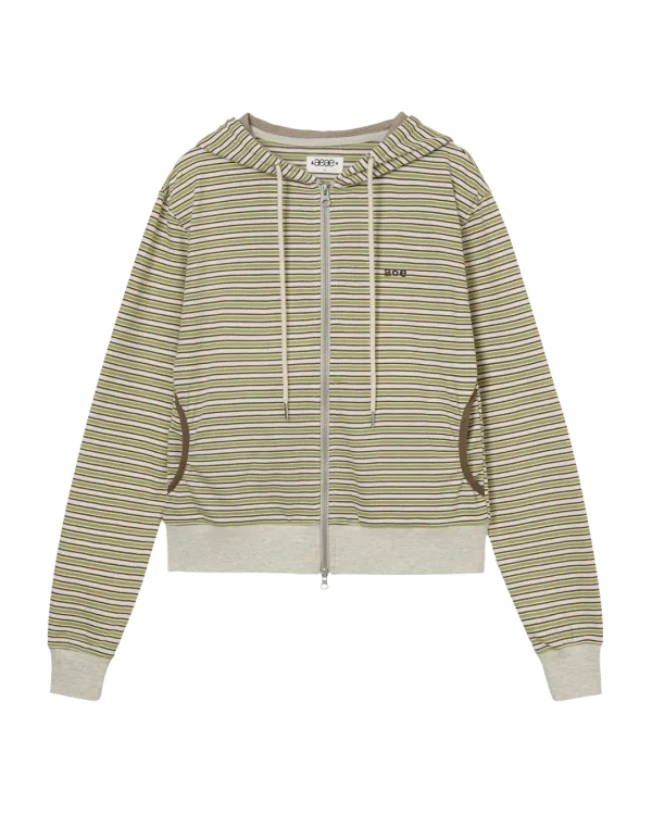 STRIPE HOODIE ZIP UP [GREEN]