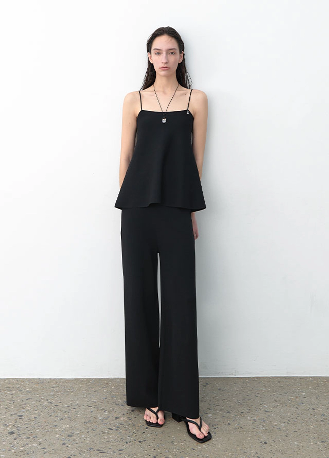 아뜰리에 나인 (PT-5640)ANNA SEMI WIDE SET-UP KNIT PANTS 상품 이미지 3