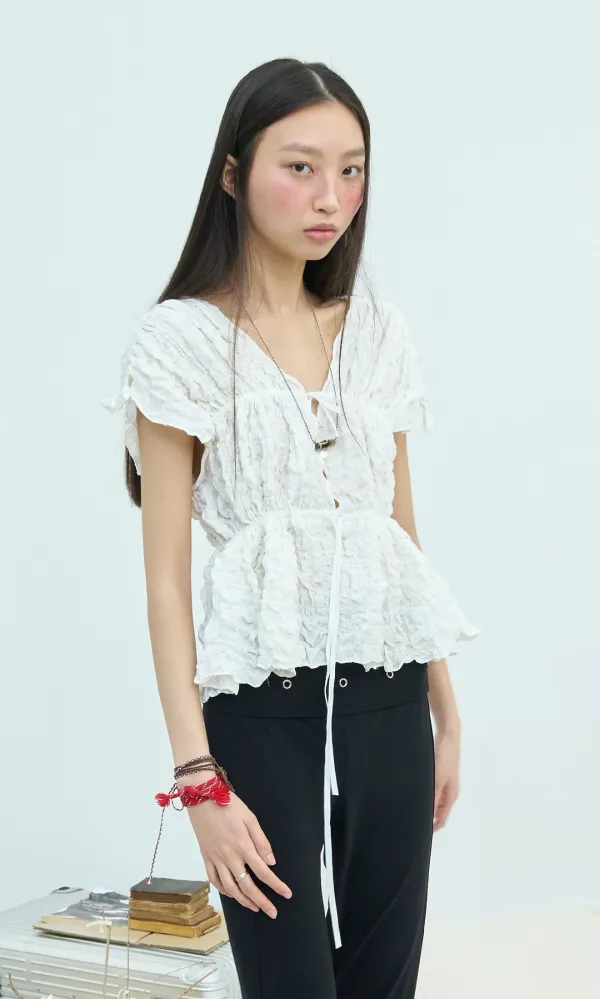 Choisy Shirring Blouse_White
