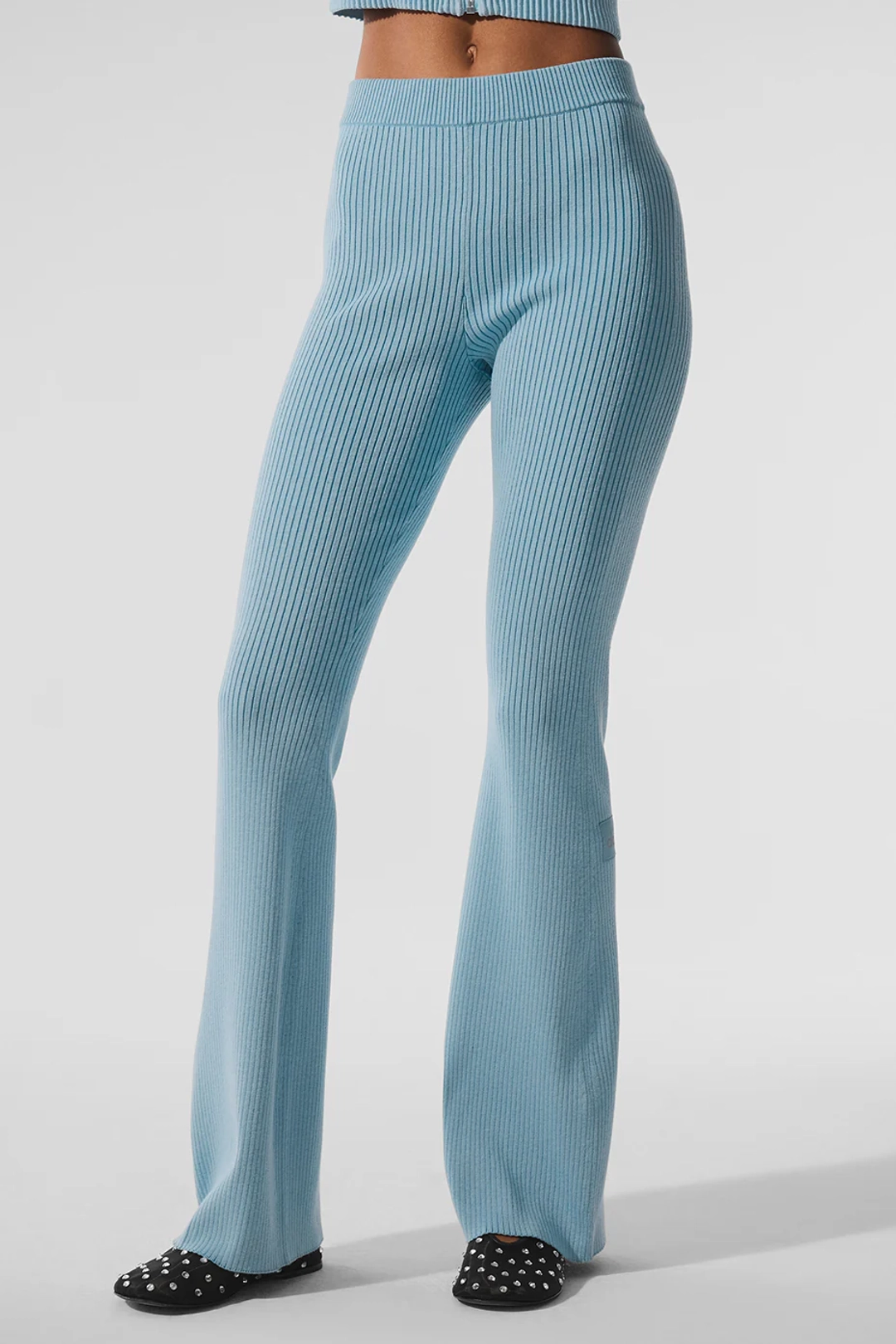 알로요가 Denim Knit High-Waist Flare Pant - Celestial Blue/Dark Celestial Blue 상품 이미지 1