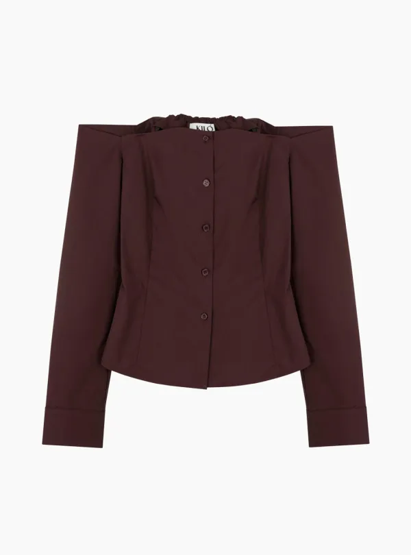 OFF-SHOULDER SLIM SHIRT (PURPLE)