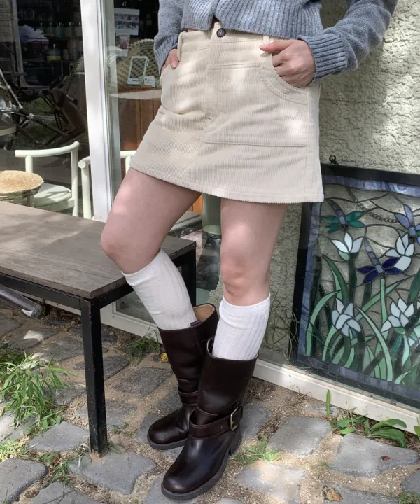 [10/14 순차배송] DOUBLE POCKET CORDUROY PANTSKIRT IVORY
