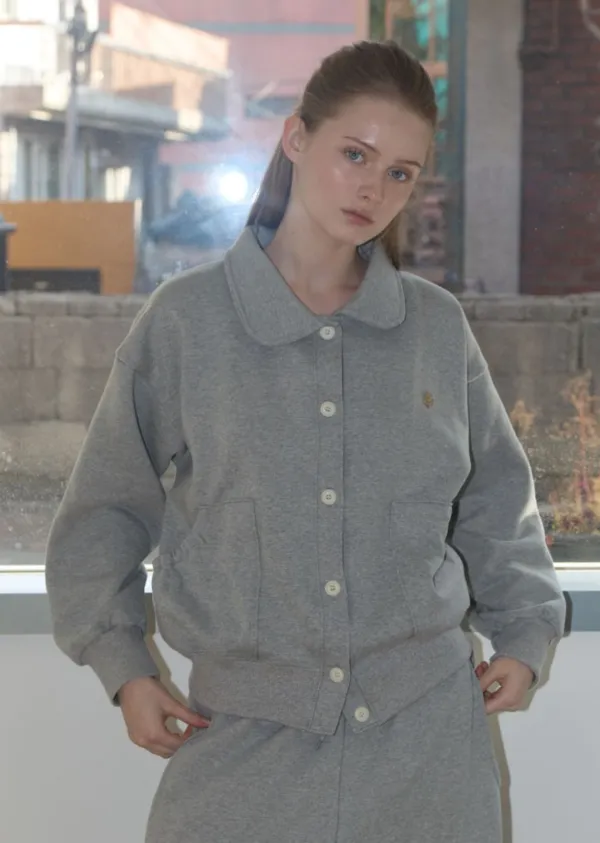 ANC BUTTON COLLAR SWEAT CARDIGAN_GREY