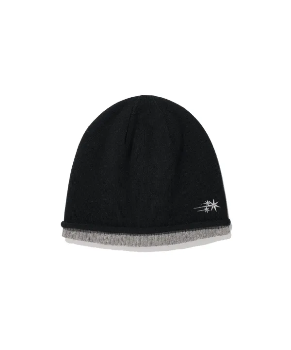 layered knit beanie[black]