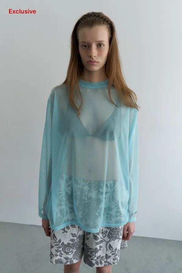 [EXCLUSIVE] MESH LONG SLEEVE T-SHIRT_AQUA BLUE