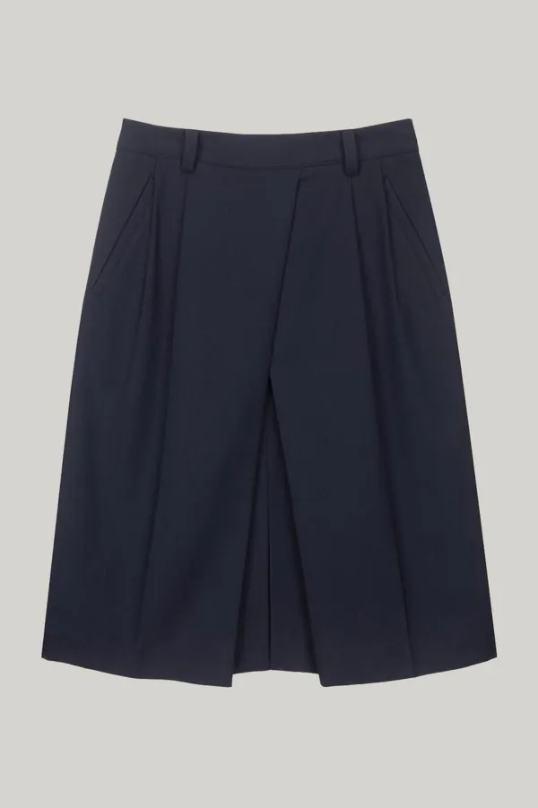 H-LINE SLIT WRAP SKIRT FRENCH NAVY