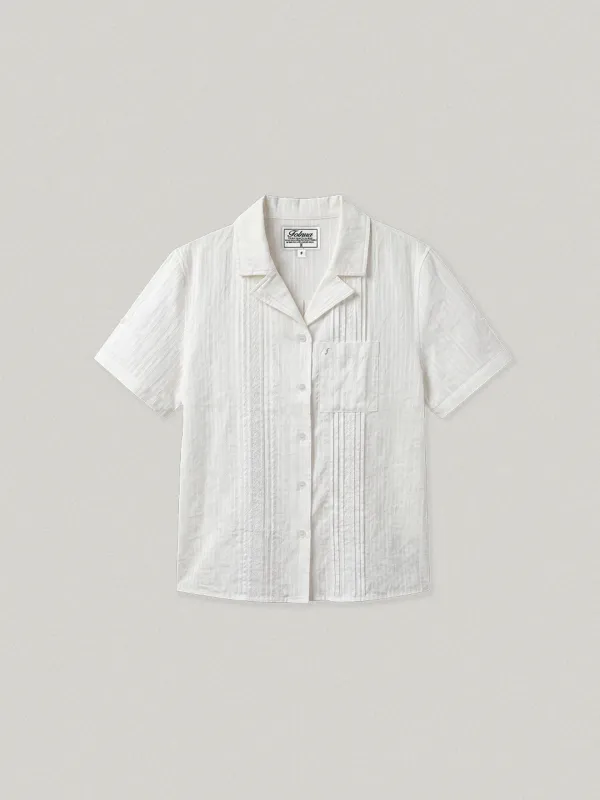 MERLINE DOUBLE COLLAR SHORT SHIRT - LACE WHITE멜린 더블 카라 숏 셔츠