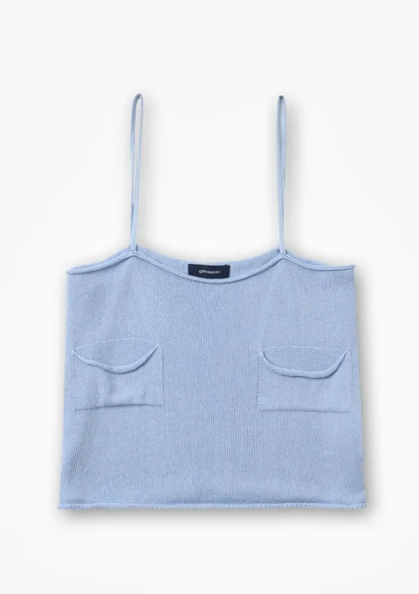 Knit bustier tank top Blue