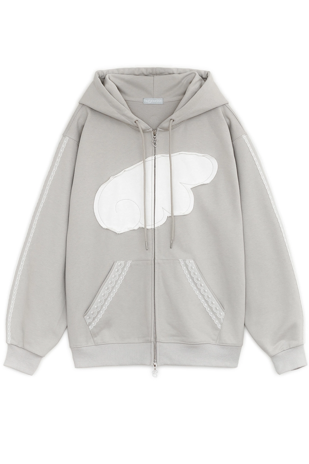 허그유어스킨 Angel wing hoodie zip-up (Gray) 상품 이미지 1