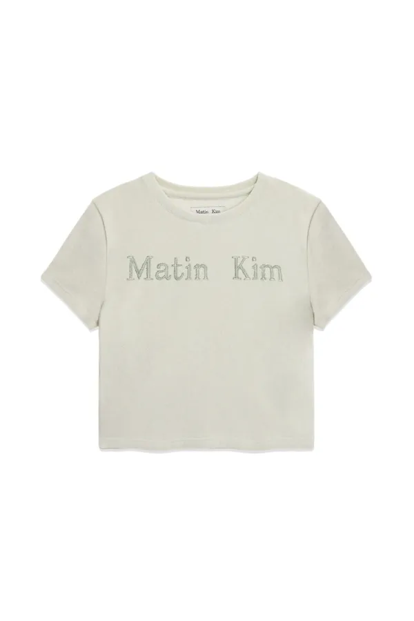 LOGO POINT TERRY CROP TOP IN LIGHT GREEN