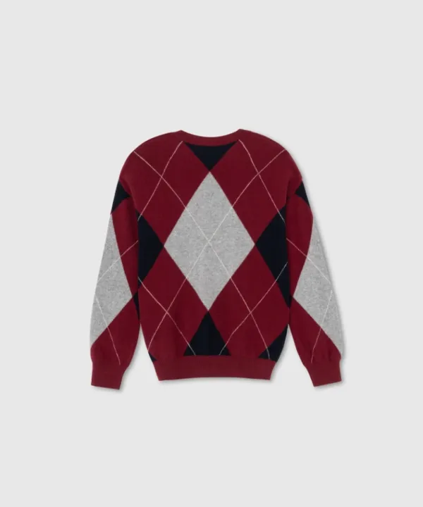 Cashmere argyle sweater (Wine)