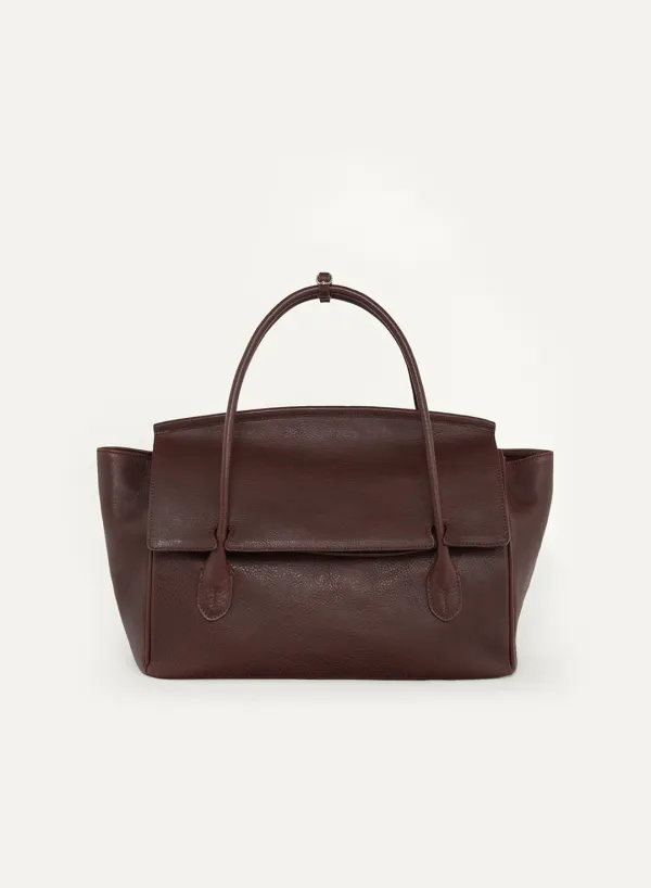 Tessa Leather Tote Bag Dried Plum (FROM ITALY)