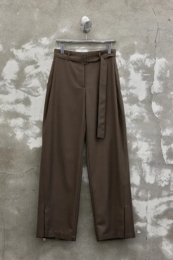 Button Detail Structured Pants